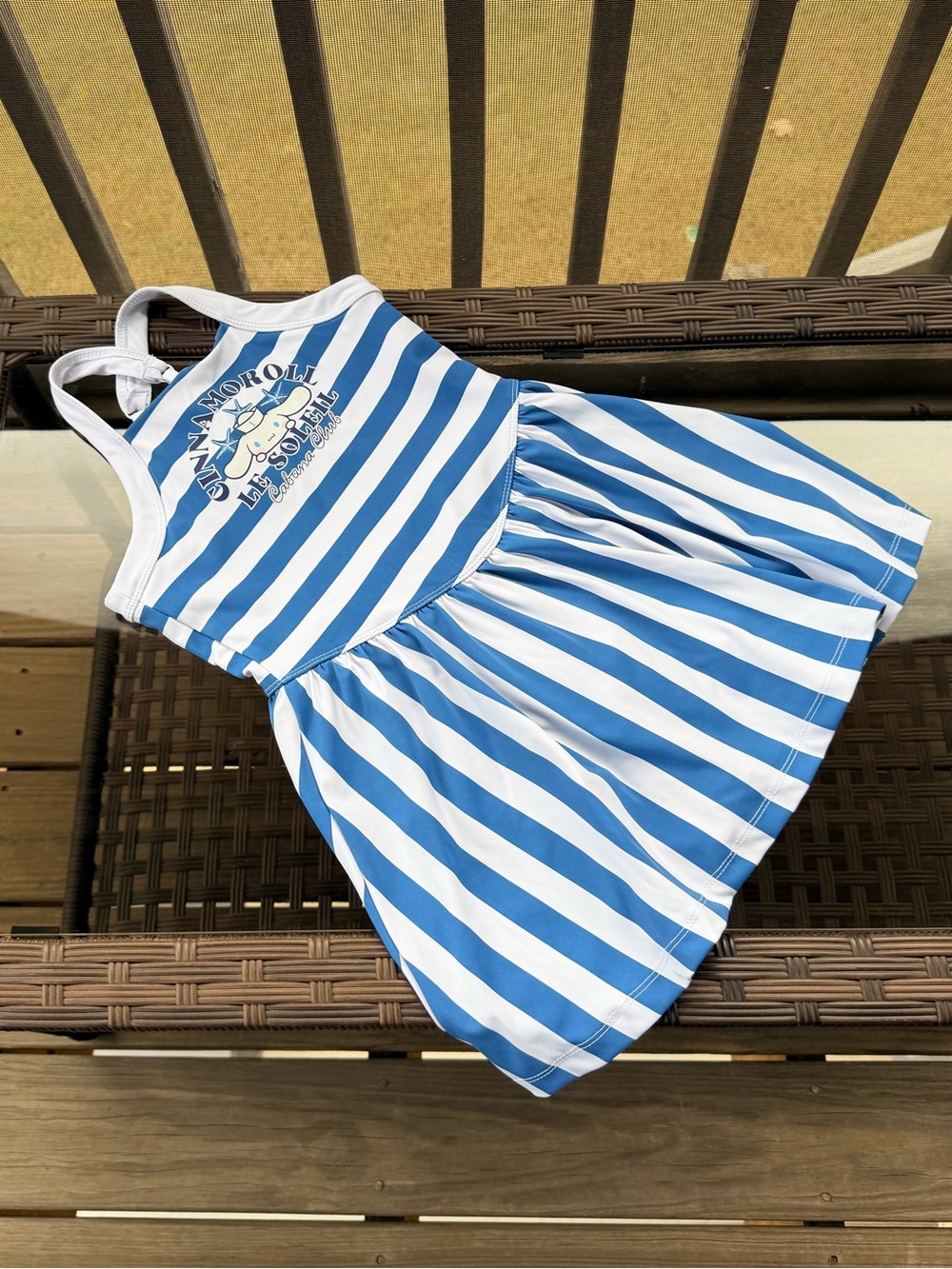 Cinnamon Roll Sanrio Blue and White Striped Kids Athletic Dress Size Small